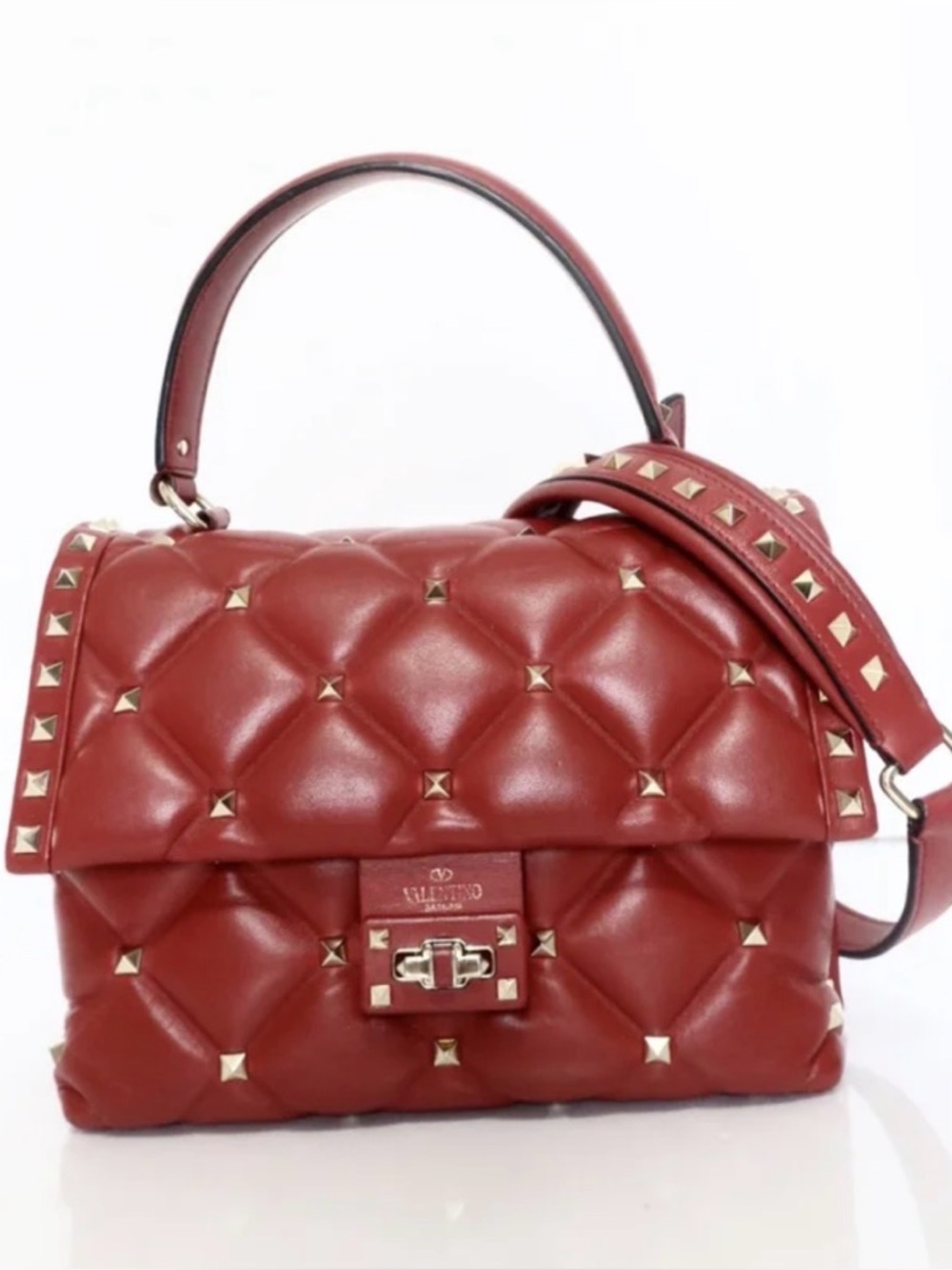 Authentic Valentino Garavani Quilted Candystud Bag in Red Napa Leather $2745